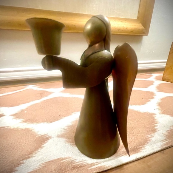 Vintage MCM Brass and Copper Christmas Angel candle holder - Picture 7 of 7